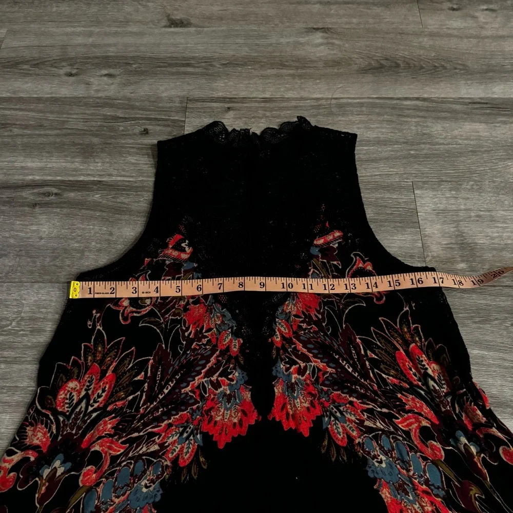 Free people black printed tunic dress size small